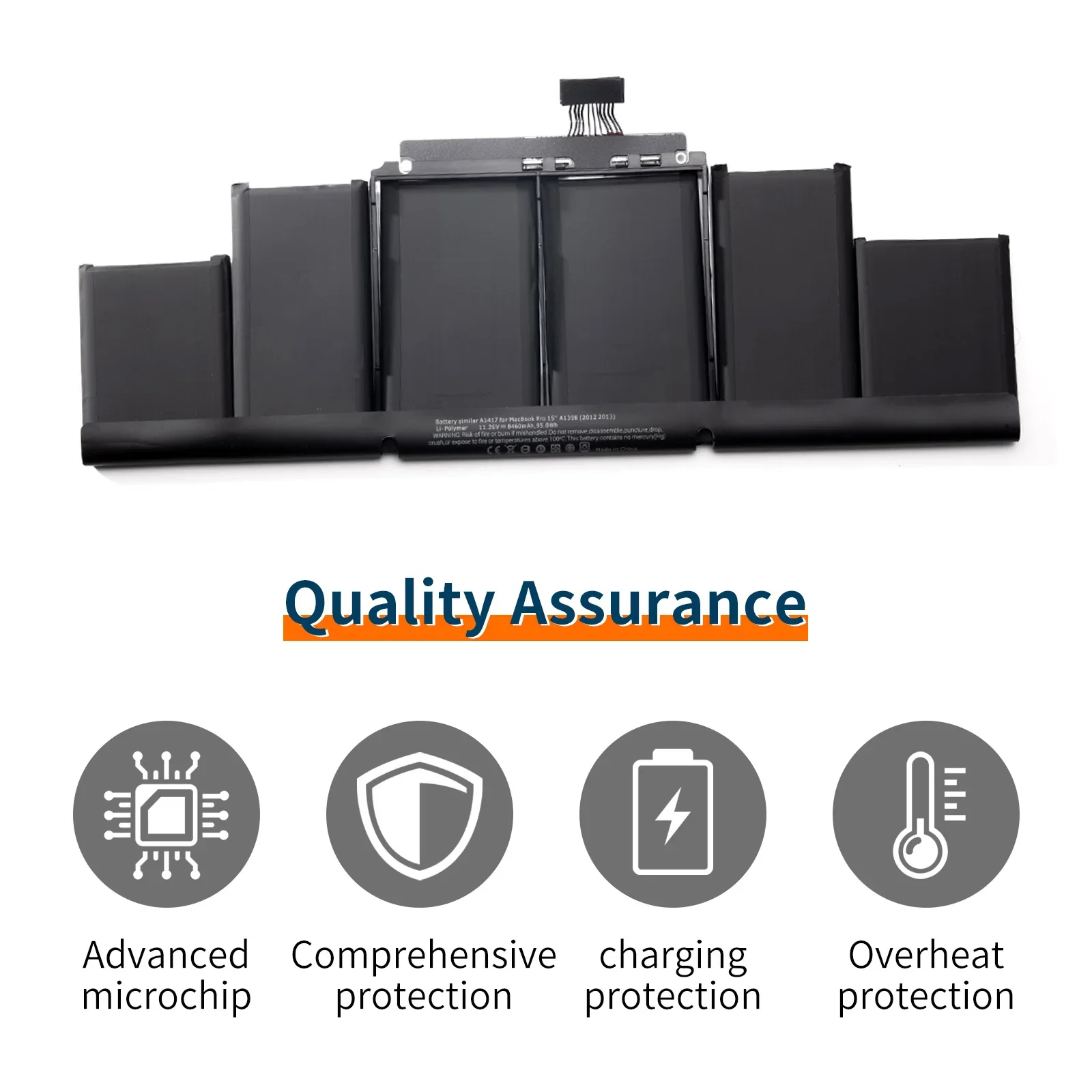 Replacement Laptop Battery for Apple MacBook Pro Retina 15 A1398 2012-2013 MC975LL/A MC976LL/A MD831LL/A with Base Screws