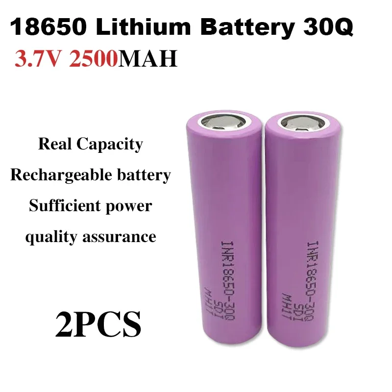 100% oryginalna bateria 3,7 V 3000 mAh 30Q 18650 akumulator wysokoprądowy odpowiedni do baterii latarki 2 szt.