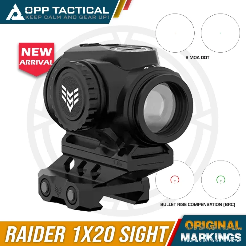 swampfox RAIDER 1X20 Prism Red Green Dot Sight 6 MOA T-2 footprint