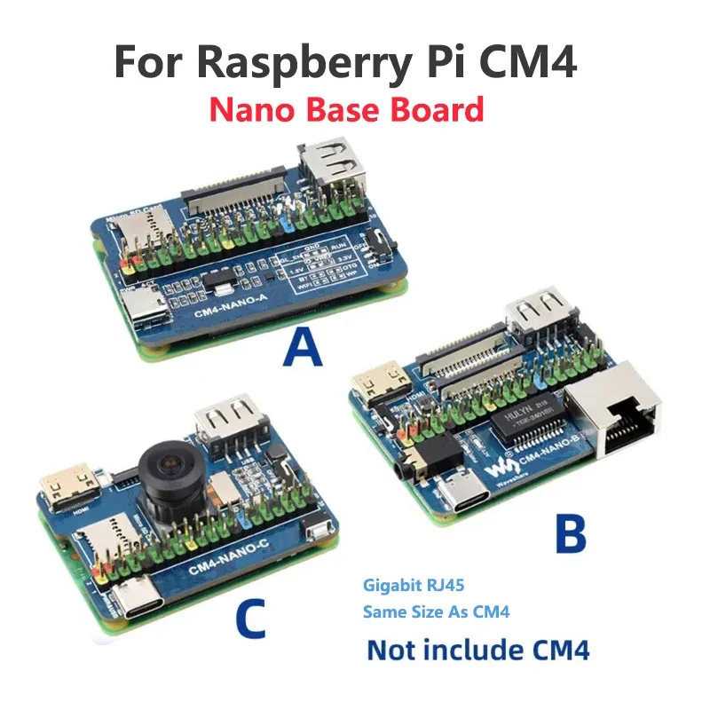 

Базовая плата CM4, USB-модуль DSi с подключением к мини-HDMI, Ethernet RJ45, совместим с Gigabit, для компьютера Raspberry Pi, 4 размера, CM4