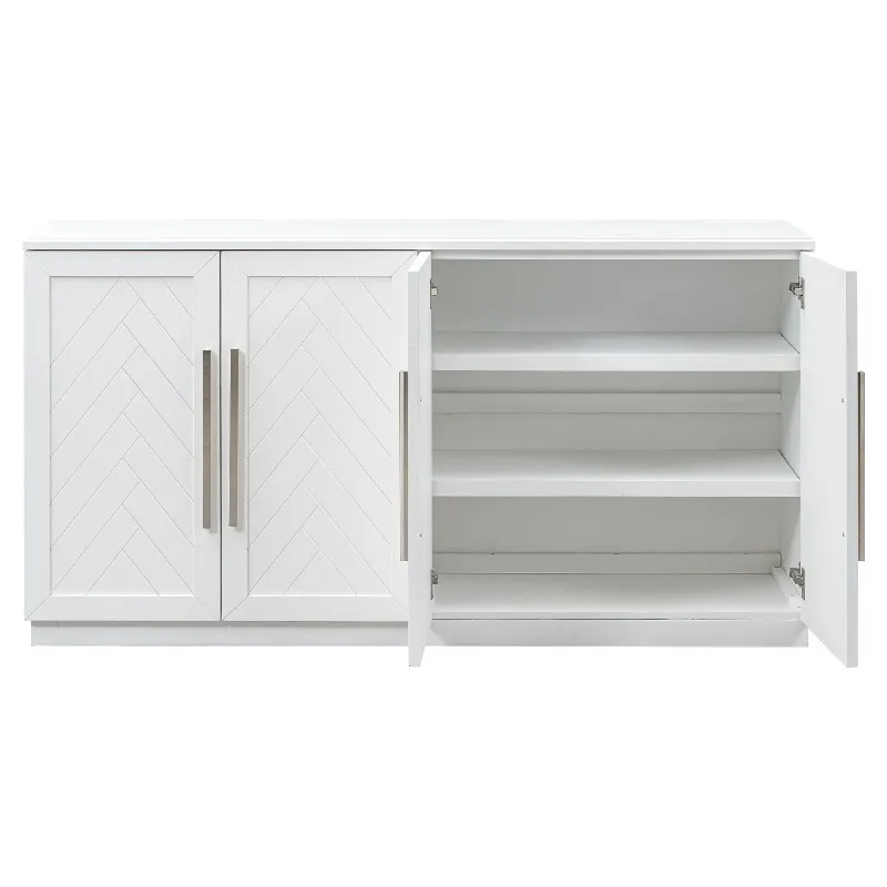 

Buffet cabinet with 4 doors large storage space with adjustable side cabinet