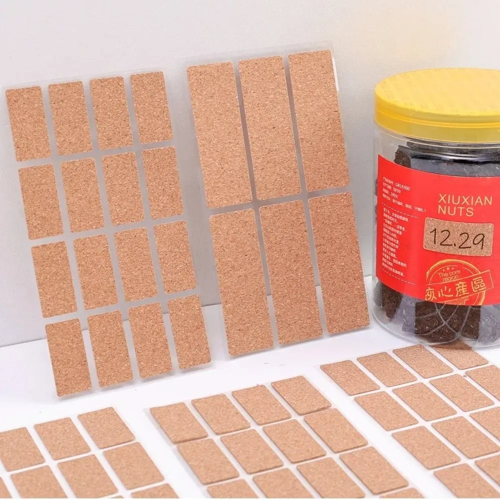 36/96pcs Self-adhesive Cork Wooden Labels Stickers Removable No Glue Marks Spice Jar Label Stickers DIY Waterproof