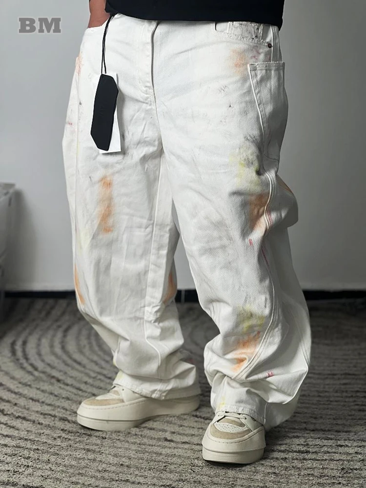 

‌Korean Streetwear Baggy Jeans Men Hip Hop Graffiti Stacked Denim Pants Loose Fit Vintage Retro Oversize Skateboard Trousers