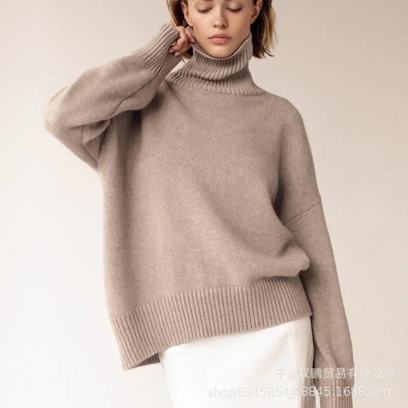 Turtleneck Sweater Long Sleeve Knit Pullover Autumn Winter Women's Clothing Trend Loose Lazy Jumper Coats Korean Tops Hot Sale