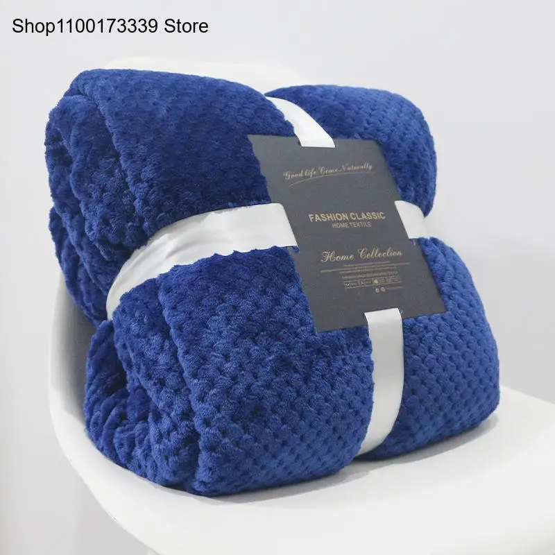 Napping In All Seasons Thick Sofa Air-Conditioning Blanket Pineapple Grid Double-Sided Towel Velvet Blanket
