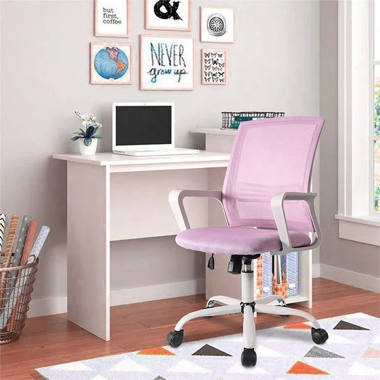 Height Adjustable Pink Mesh Chair Ergonomic Office Chair Conference Chair