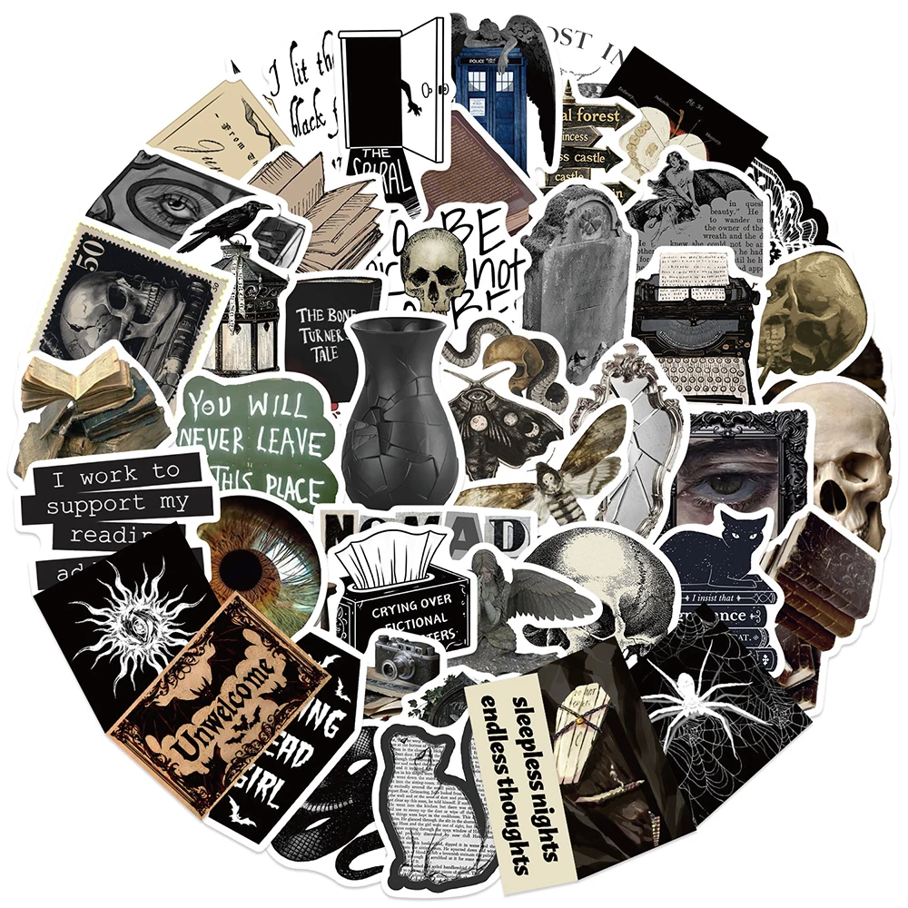 10/30/50 Stück dunkle, ästhetische Gothic-Aufkleber, Graffiti, Journaling, Laptop, Horror, Totenkopf, Cartoon-Abziehbilder, schreckliche Halloween-Aufkleber