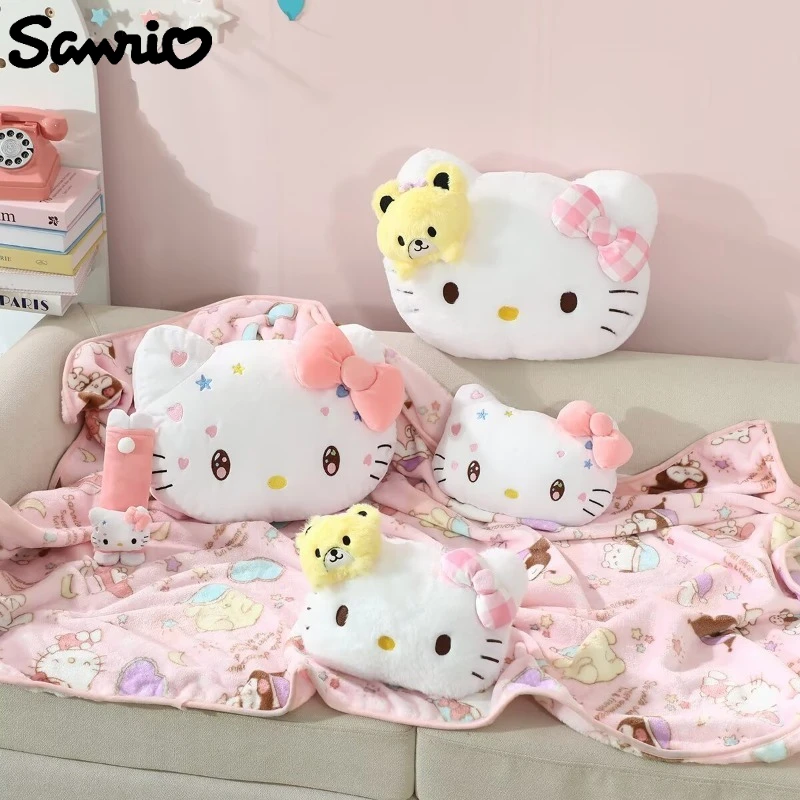 

Sanrio Hello Kitty Подушка Одеяло Kawaii Аксессуар с мультяшным принтом Кондиционер Одеяло для сна Мужчины и женщины Чехол на подголовник автомобиля