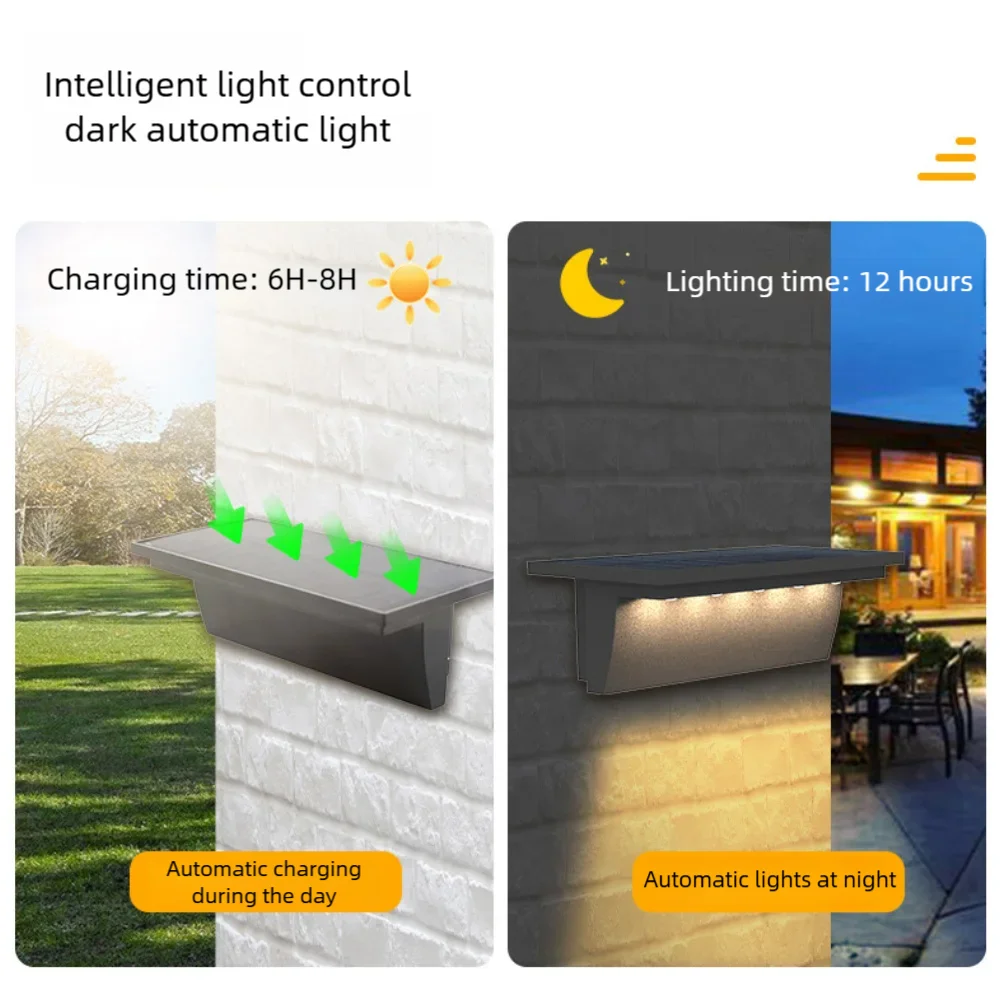 Luci a gradino solari per esterni impermeabili ad alta luminosità 5LED luci da parete per esterni per la casa del Patio con recinzione decorativa