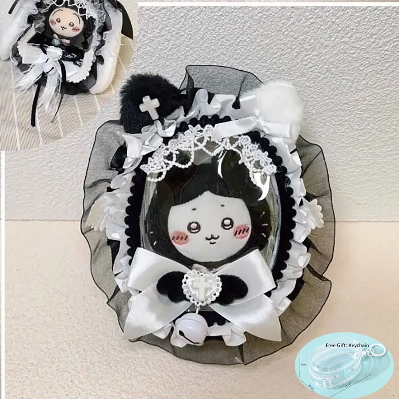10 cm Doll  Out Bag Display Bag with Keychain Handmade Lace  Decor PVC Blind Box Case Storage Case Gift for Anime Cartoon Dolls