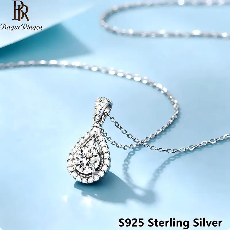 BR 6.5mm S925 Moissanite Waterdrop Pendant Necklace Hot Selling Dating Jewelry  Elegant Clavicle Chain Perfect for Party & Gifts