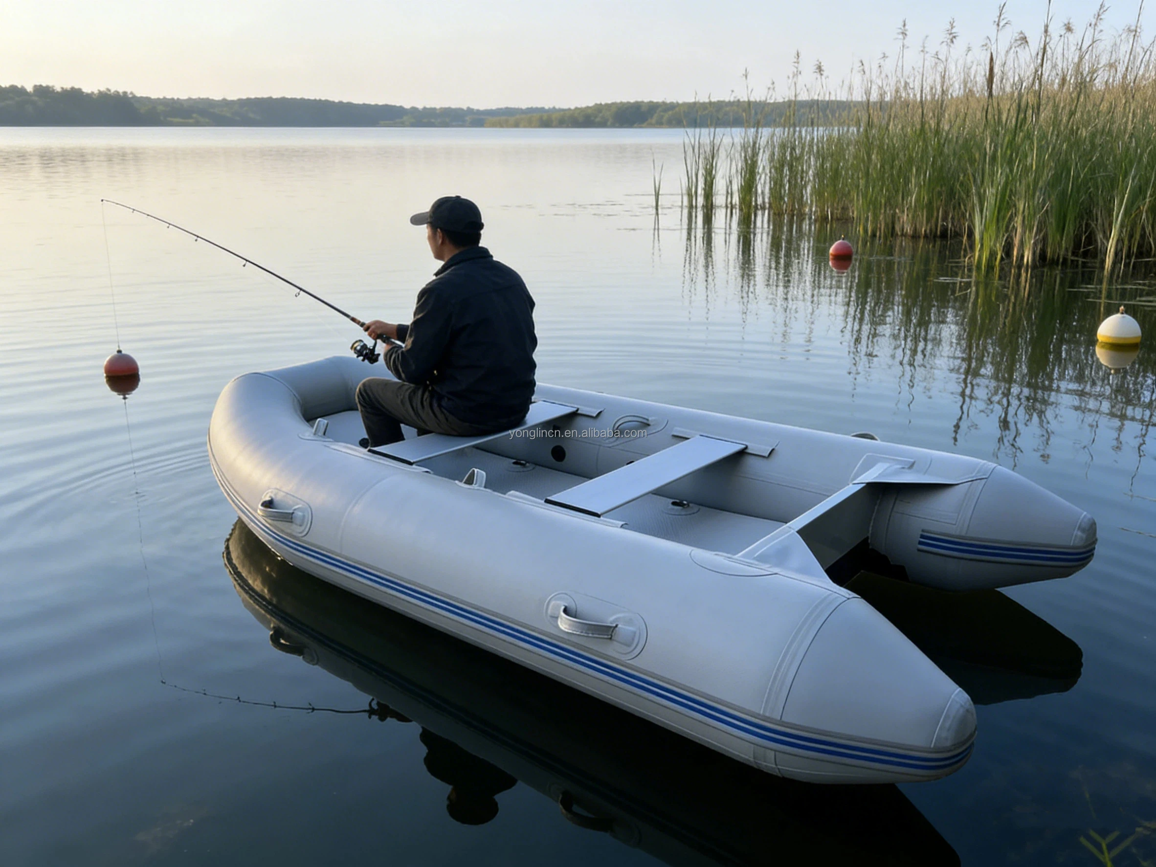 

Heavy Duty PVC Marine Grade Inflatable Fishing Boat 2-4 Person Portable Dinghy With Motor Mount For Lake & River