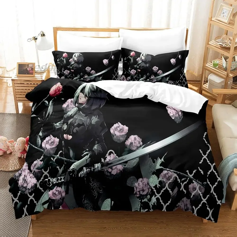 

NieR Automata Bedding Set Single Twin Full Queen King Size Bed Set Aldult Kid Bedroom Duvetcover Sets 3D Print Game Kawaii 2022