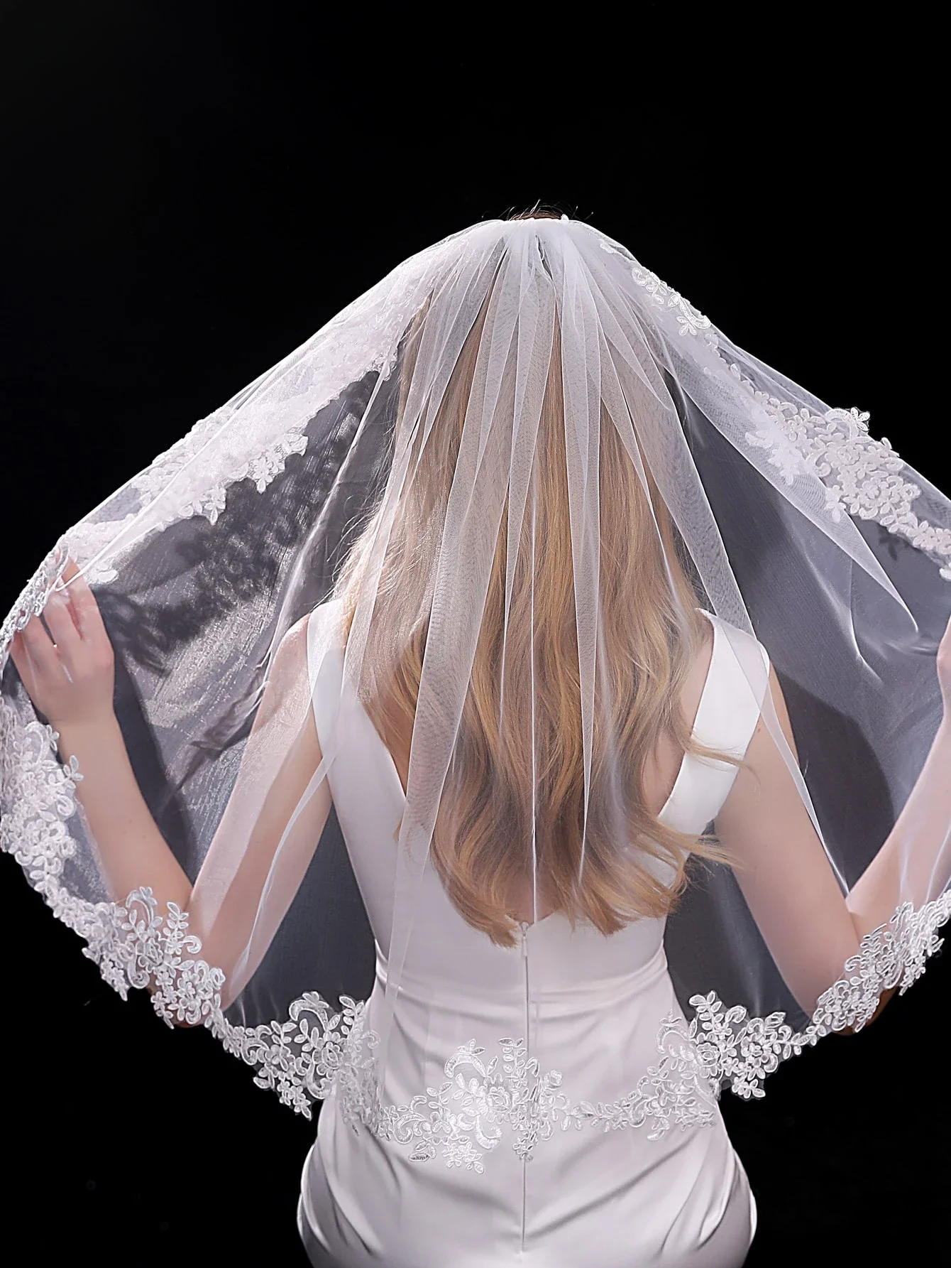 

Свадебная фата из сетки с цветочной вышивкой, осенняя одежда на День святого Валентина для женщин