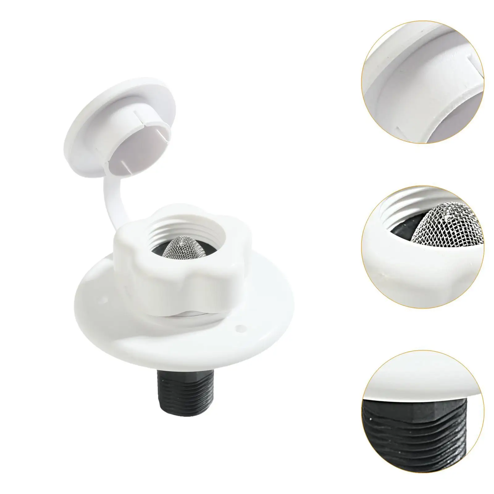 RV City Water Inlet Compact ABS Waterproof Trailer Plug Connector for Motorhome Marine Water Supply