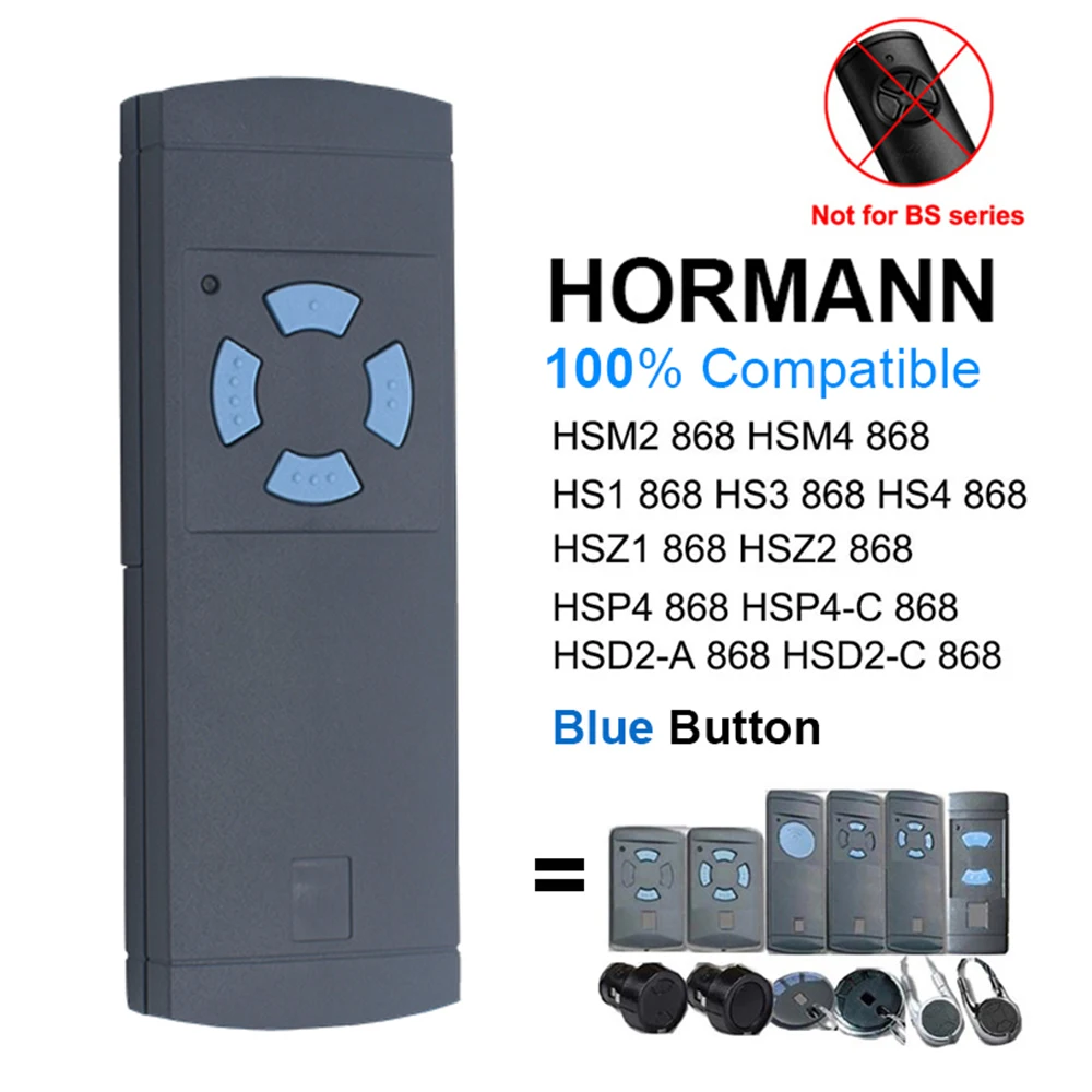 2pcs HORMANN HS4 868 Remote Control HSM2 HSM4 868mhz HS1 HS2 HSE2 HSE4 868.3MHz Garage Door Opener Gate Hand Transmitter