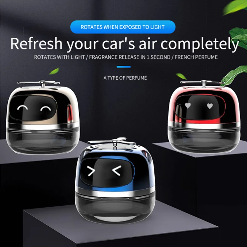 Solar Car Air Freshener Rotating Robot Diffuser 55ml French Perfume Long Lasting Odor Eliminator Auto Interior Accessories