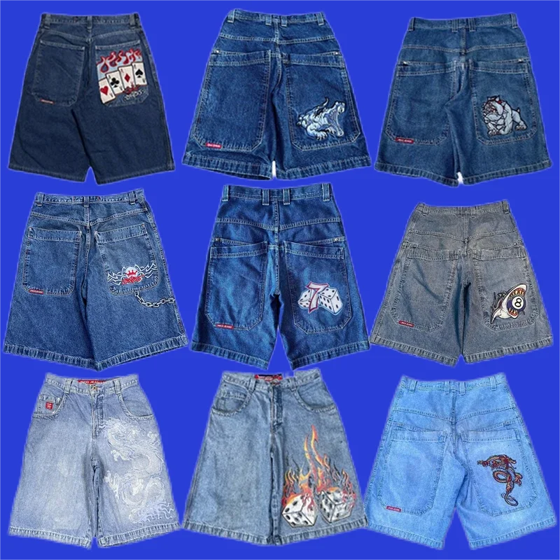 Jnco-pantalones cortos de mezclilla para hombre y mujer, Shorts deportivos de estilo Retro Hip Hop, ajustados, ropa de calle gótica, Y2k, 2024