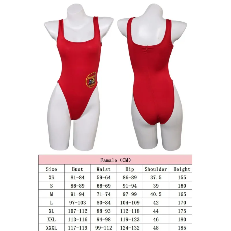 CyCJ Parker Cosplay Swimsuits Costume 1989 TV Baywatch Red Bikini Swimwear Fantasia Roleplay Women Set Summer Beach Costume Men