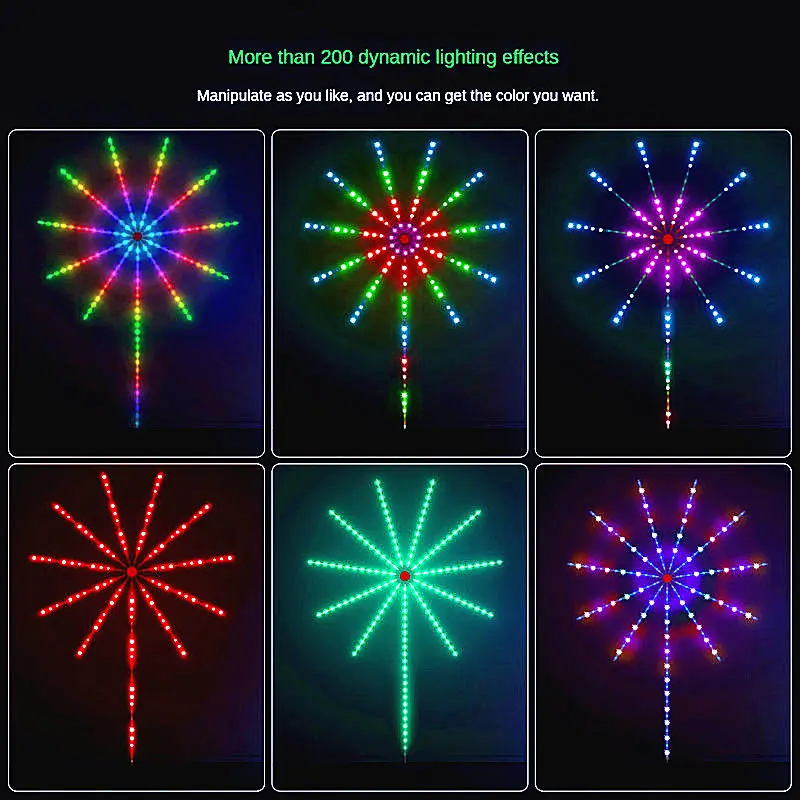 94/156 LED WS2812B Heads Smart Firework LED Strip Light Kit Music Sound Remote Control Neon Lights for New Year Christmas Decor