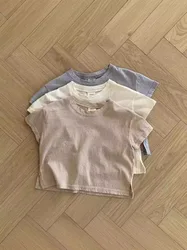 2024 Summer New Baby Short Sleeve T Shirts Cotton Soft Infant Boy Girl Solid Versatile Tees Casual Toddler Tops Baby Clothes