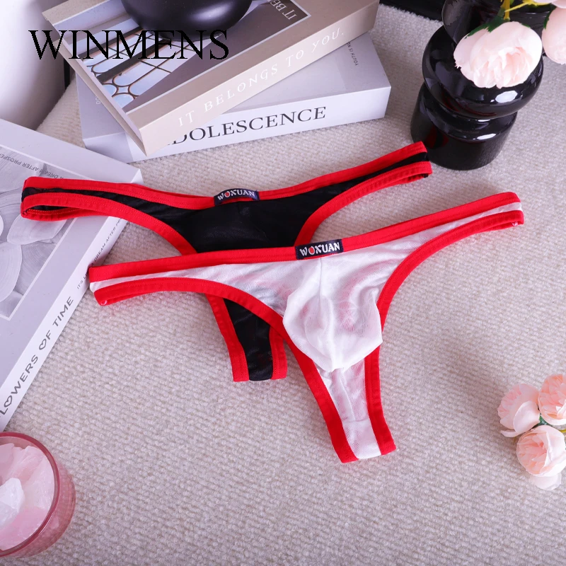 

Взрослые мужские стринги с Т-образной спинкой, нижнее белье, новинка 2025, кружевные полупрозрачные сексуальные забавные трусики для геев, дышащая сумка, качественные трусы