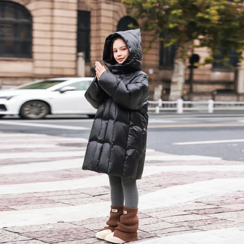 OLEKID 2025 سترة شتوية للفتيات مقنعين دافئ طويل في سن المراهقة فتاة سترة منفوخة معطف 5-12 سنة الاطفال سترة طفلة ملابس خارجية