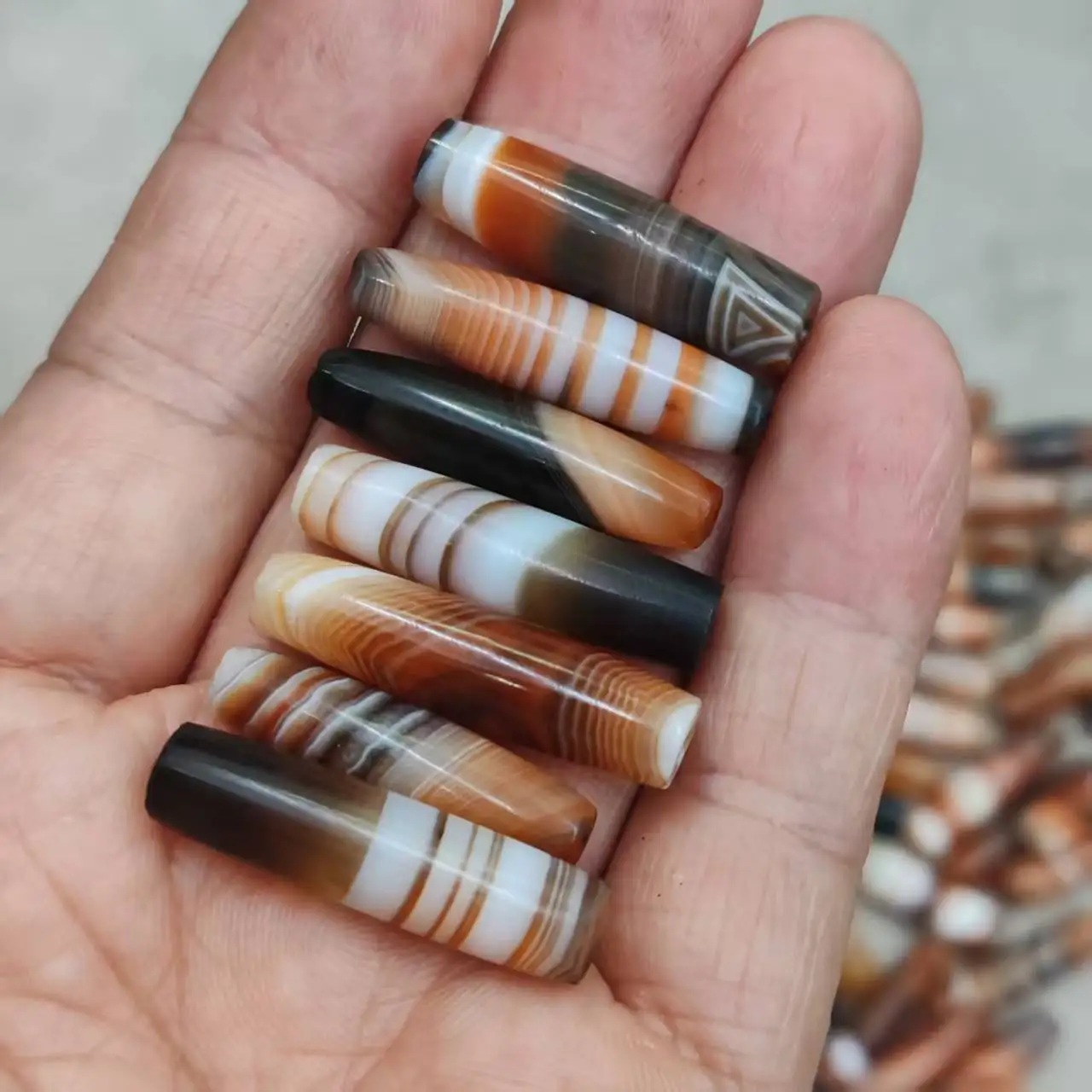 

1pcs/lot Jewelry loose Tibetan dzi beads natural agate thread-wound DIY charms for jewelry making gift elliptical ethnic style