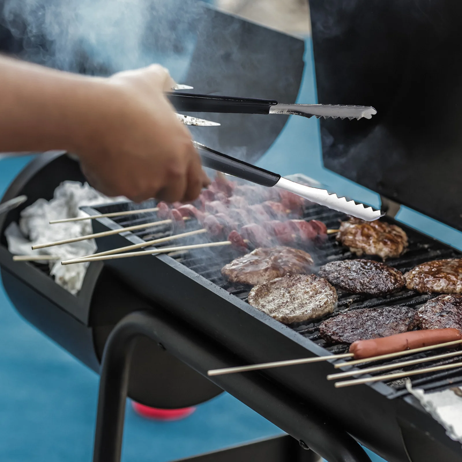 

Rubber Ice Tongs Stainless Steel Serrated 6.7 Inch Black Silver For Restaurant Bar Kitchen Food Service Clips