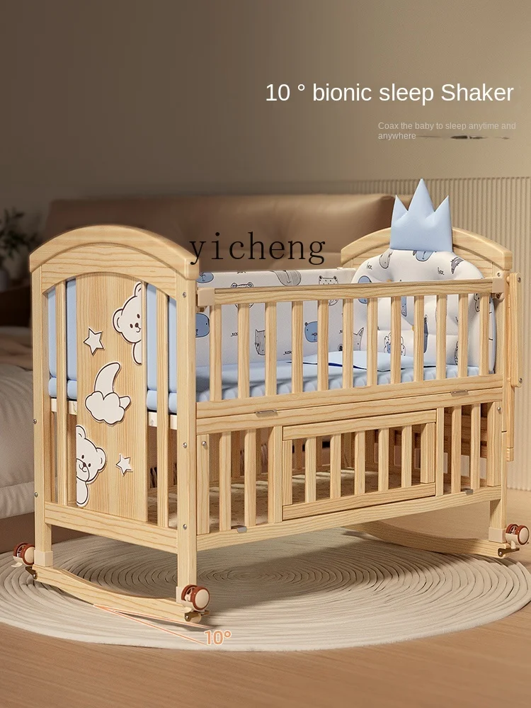 Yy Baby Wieg Massief Hout Verf-Vrije Multifunctionele Pasgeboren Baby Bb Cradle Verplaatsbaar