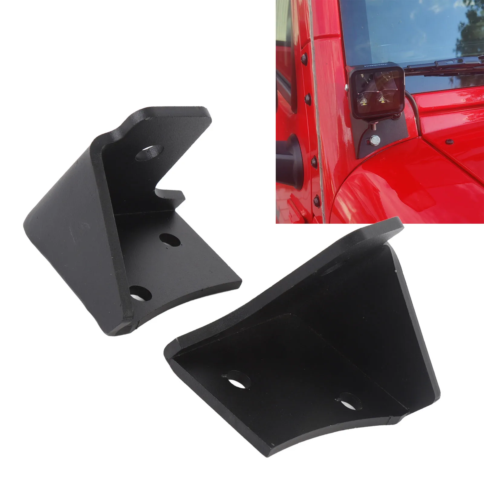 

Кронштейны для крепления фонаря на двойной стойке, черные петли для лобового стекла с порошковым покрытием, монтажные кронштейны для JK 2007-2017