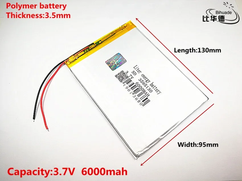 5pcs Liter energy battery Good Qulity 3.7V,6000mAH 3595130 Polymer lithium ion / Li-ion battery for tablet pc BANK,GPS,mp3,mp4