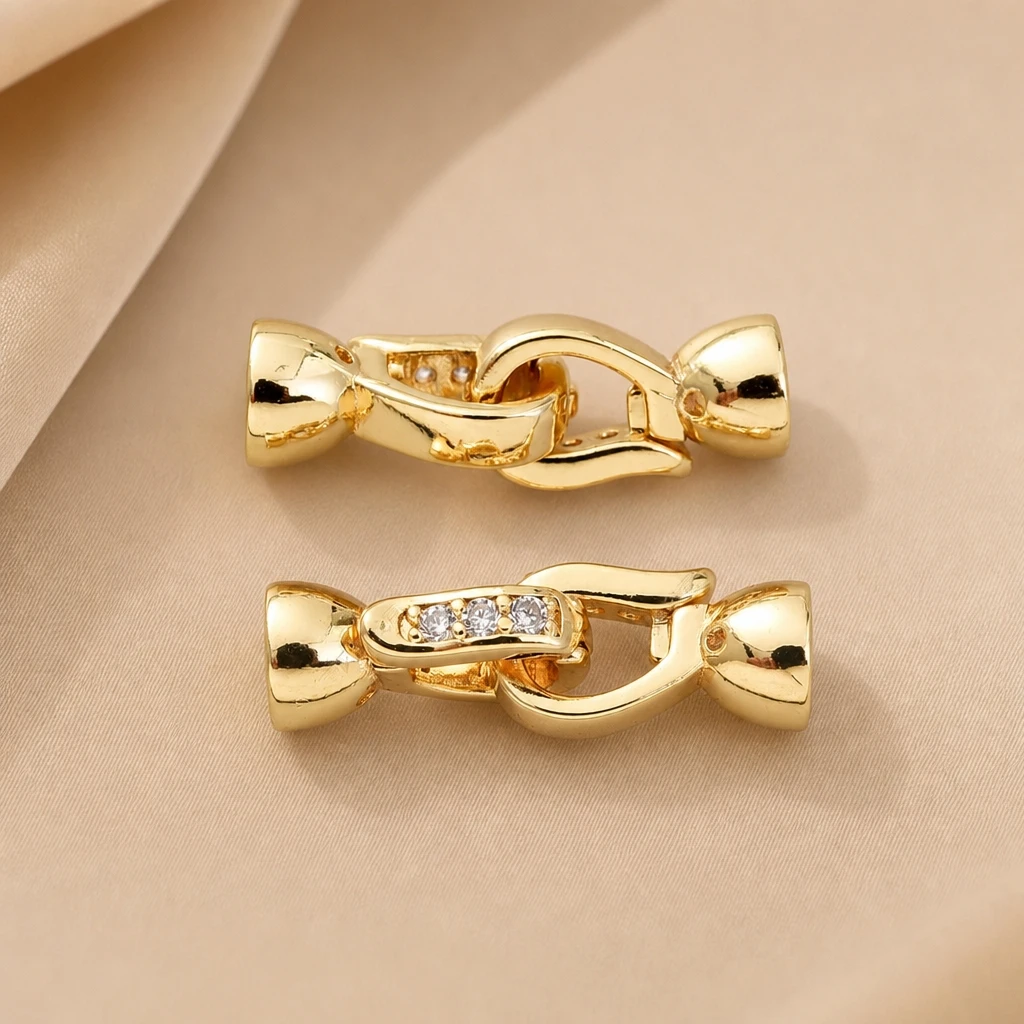 2 Stück 18K vergoldete CZ Micro Pave Schmuckverschlüsse für Halsketten und Armbänder, Endverschluss, Schloss, DIY Schmuckherstellung – Detail 8