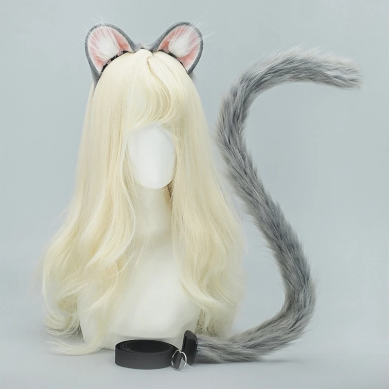 39BB Maus Ohr und Schwanz -Set Faux Pelze Füchse Wolf Ohrstirnband mit Heck Halloween Weihnachts -Cosplay -Party -Kostümzubehör