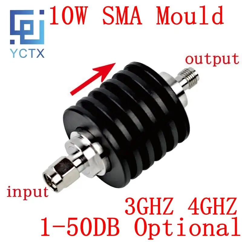 10W SMA Typ Tłumik DC-3G/4GHZ 1/2/3/5/6/10/15/20/30db/40db/50db SMA RF koncentryczny Wtyczka zasilania męska do gniazda żeńskiego 50ohm