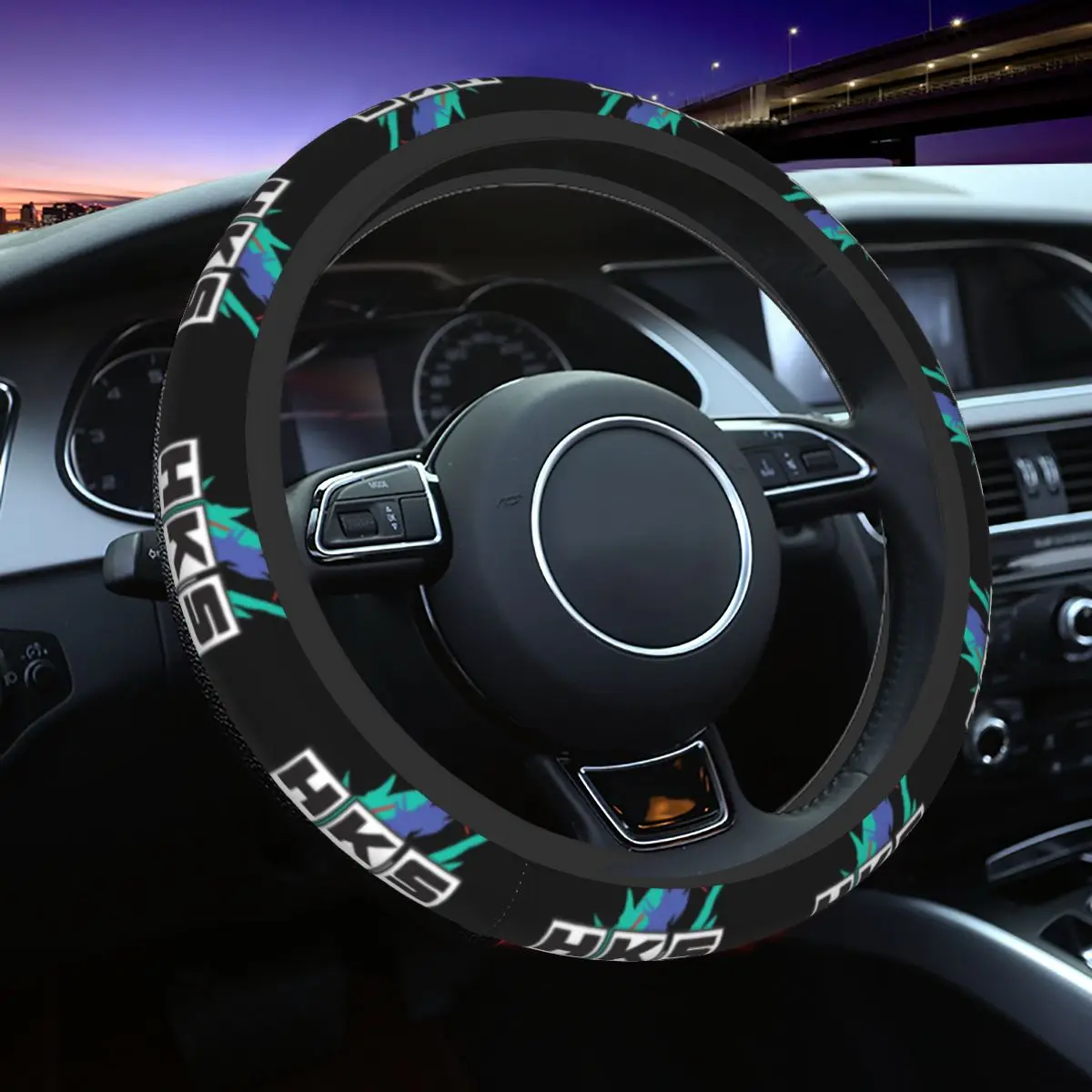 HKS Race Car Steering Wheel Cover 37-38 Universal R32 GT-R Elastische Car-styling Interior Accessories