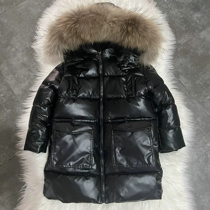 

Новая зимняя куртка для девочек, непромокаемая куртка из натурального меха с капюшоном, длинная зимняя верхняя одежда для девочек, пальто для детей 2–11 лет, парка для мальчиков-подростков, зимняя одежда