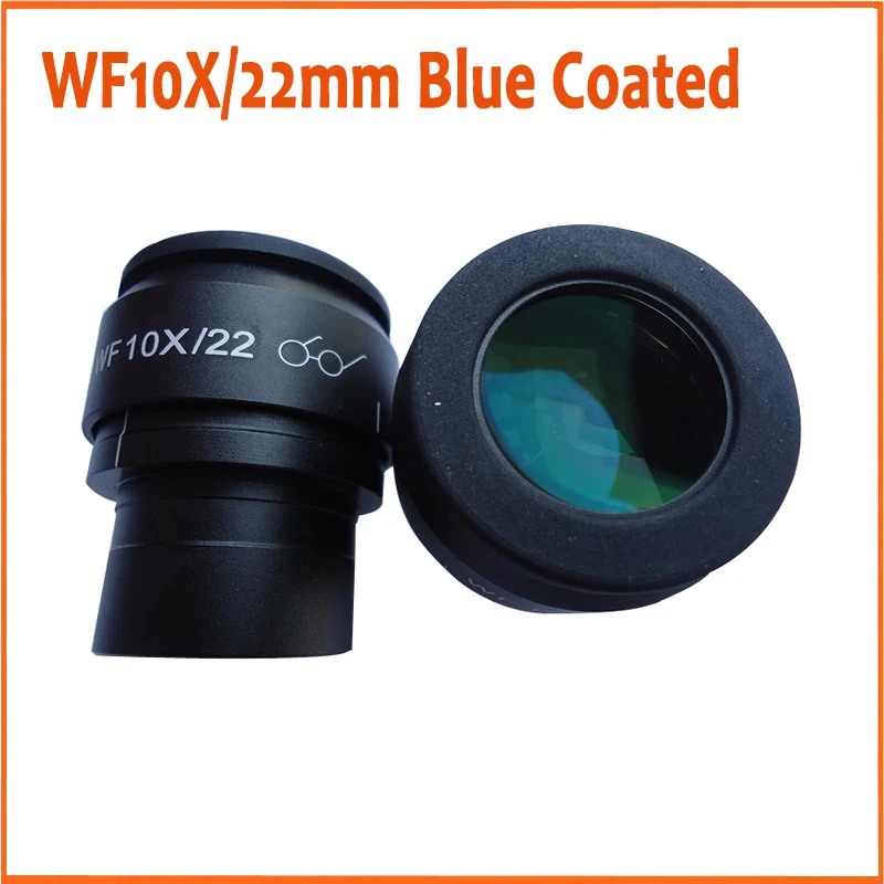 WF10X 22mm Adjustable Green Coated High Eyepoint Wide Angle Optical Eyepiece Lens for Stereo Microscope with Green Film Coating