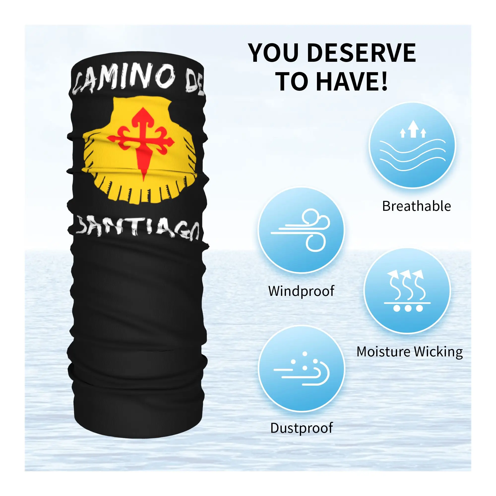 Buen Camino de Santiago الرقبة أدفأ يندبروف ركوب الدراجات وشاح الرقبة الجراب باندانا متعددة الوظائف