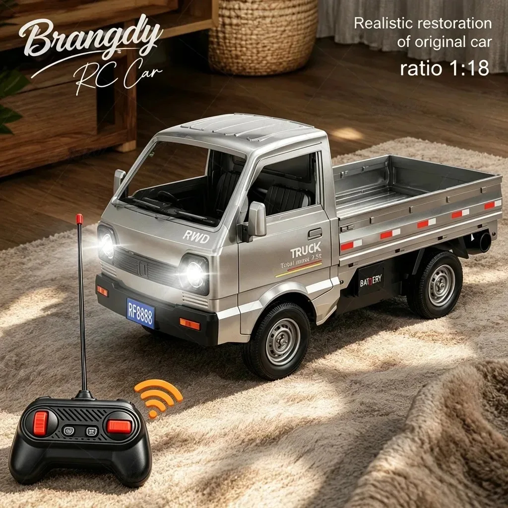 1:18 RC Truck Remote Control Car with Spray Mini Flatbed Cargo Truck Toy Birthday Gift for Kids Boys Girls Child