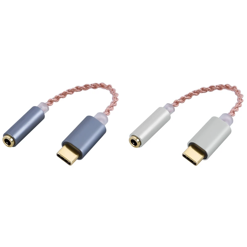 ABSJ-HIFI DAC Kopfhörerverstärker USB Typ C auf 3,5 mm Kopfhörer-Audio-Adapter 32Bit 384 kHz Digital-Decoder AUX-Konverter