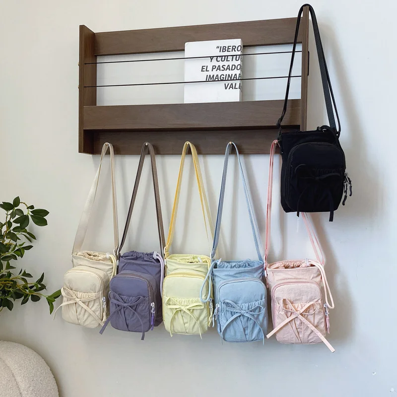 1Pcs 12×9×18cm Bowknot Water Bottle Sling Bag Adjustable Drawstring Gym Bottle Bag Convenience Crossbody Bags for Hiking Travel