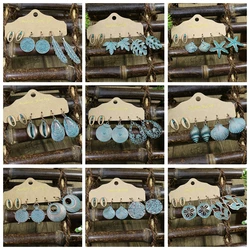 Vintage Bronze Shell Starfish Leaves Dangle Earrings Sets Women Pendientes Hollow Geometric Piercing Earring Bohemian Jewelry