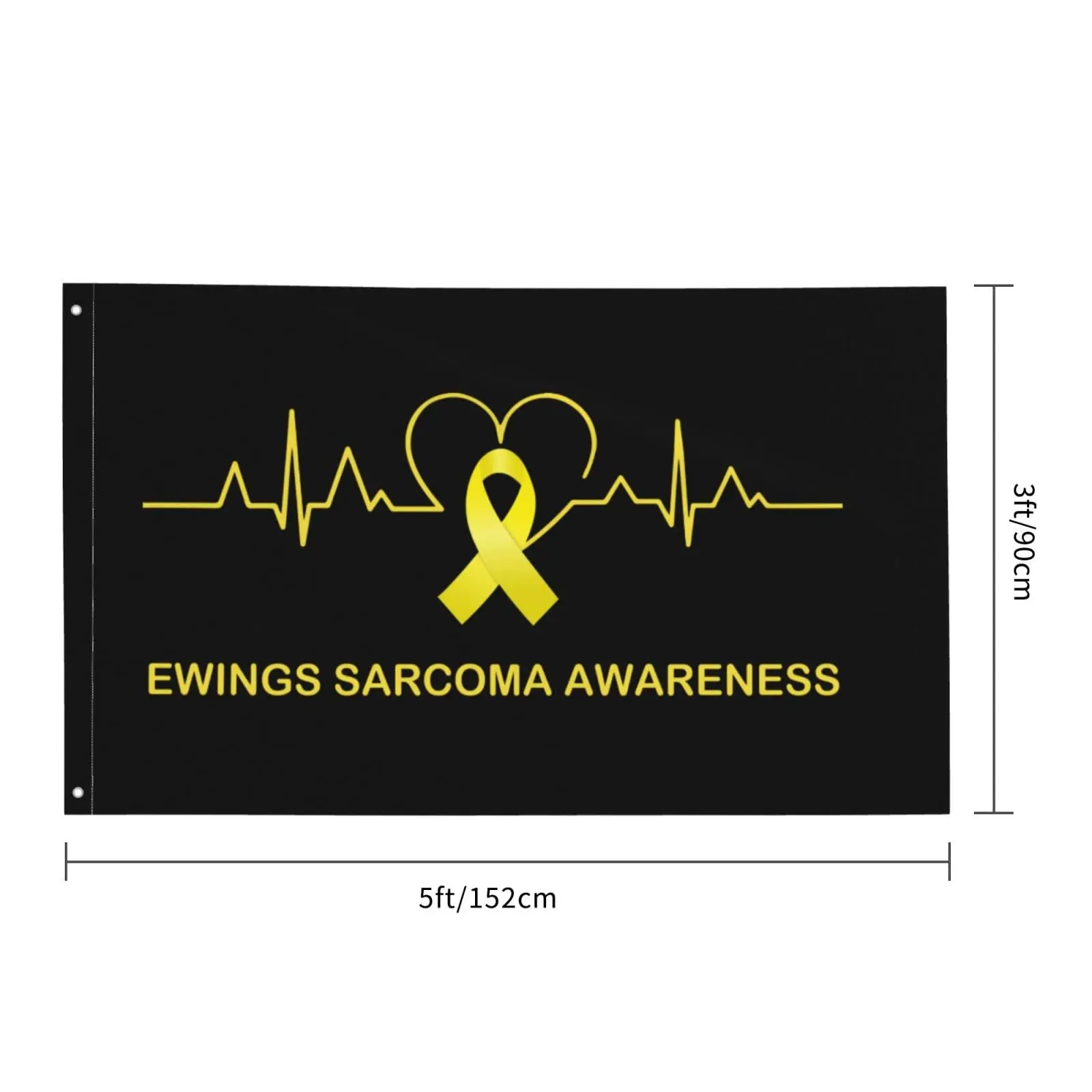 Flagnshow 100% Polyester Ewings Sarcoma Awareness Heart-beat Flags