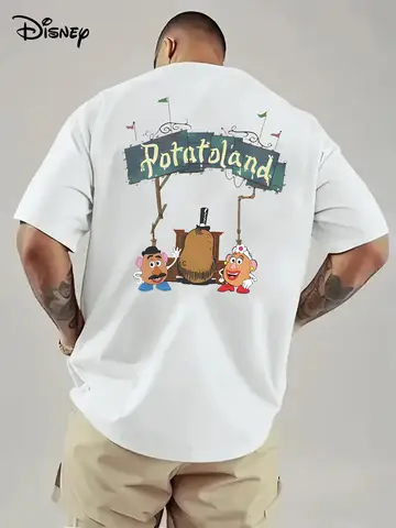Disney signor T-shirt da uomo con motivo testa di patate, attività quotidiane per il tempo libero e a tema, indossano maniche corte in cotone unisex oversize