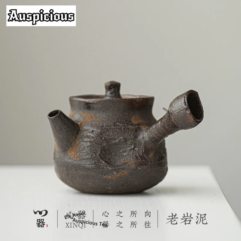 ZAEYORIA Handmade Wood-fired Old Rock Mud Teapot Antique Tea Infuser Pot Tea Maker Kettle With Filter Chinese Tea Tea Items Gift