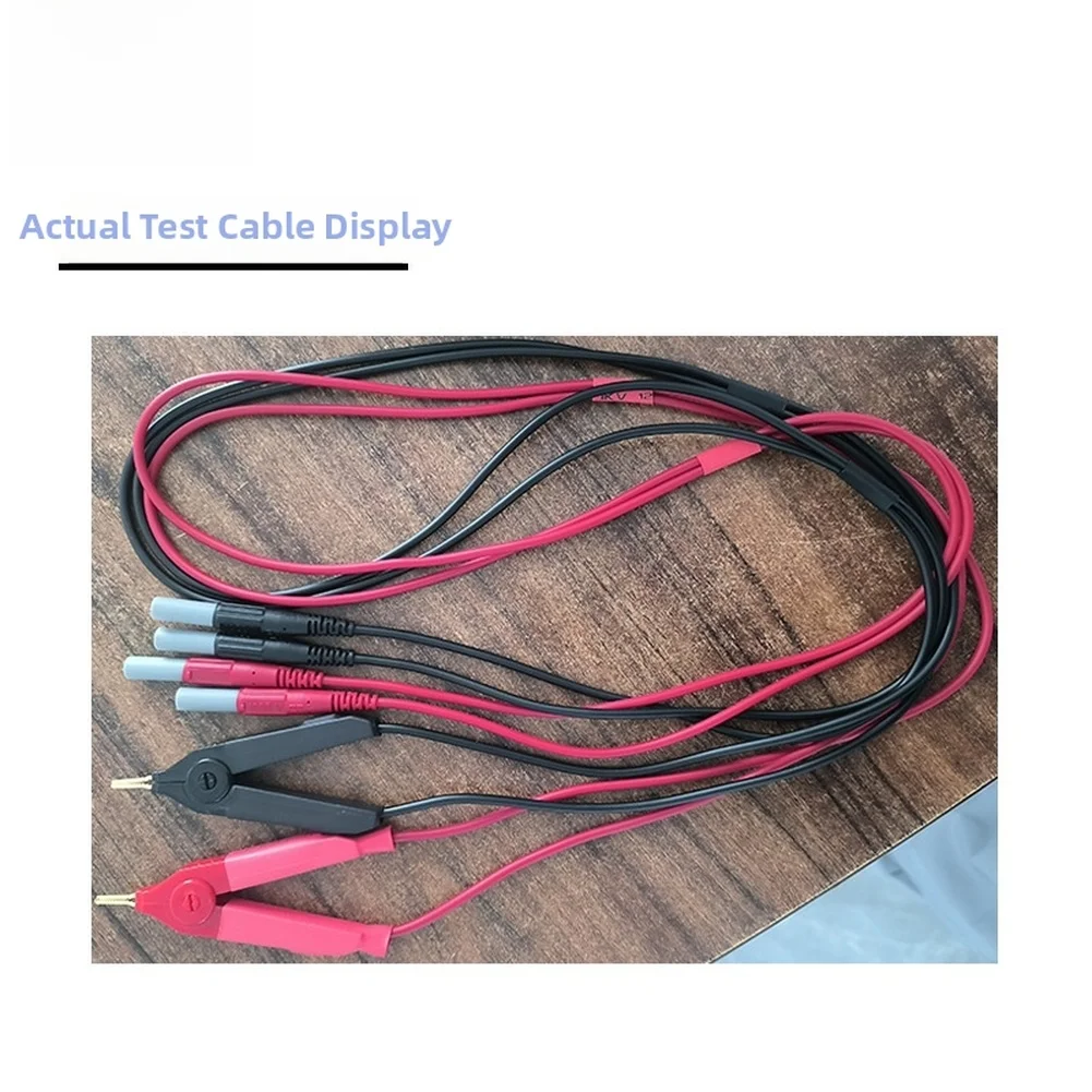 2PC Test Cable Set for Low Resistance Measurement with Kelvin Clips and 4mm Banana Compatible with For LCR Meters