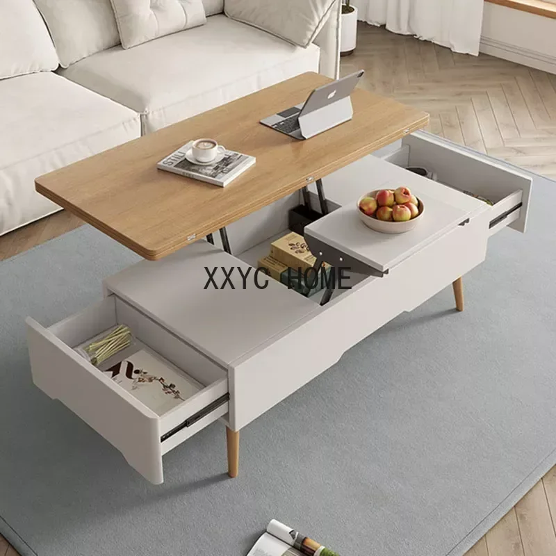 Organizer Lift Up Coffee Table Trau White High Nordic Mobile Coffe Table Mesa Lateral Modern Tavolino Salotto Moderno Furniture