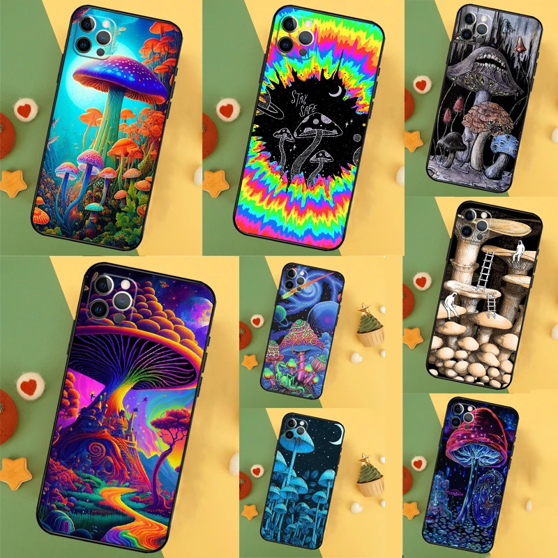 Weird Trippy Mushroom Cover For iPhone 16 15 14 13 12 11 Pro Max Plus Mini 7 8 X XS Max XR Phone Case