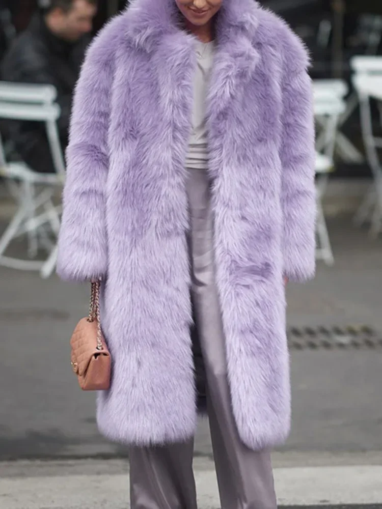 Street Fashion Jacket European Style Lapel Loose Cardigan All Match Thick Warm Faux Fur Jacket Women Autumn Winter 2025 New